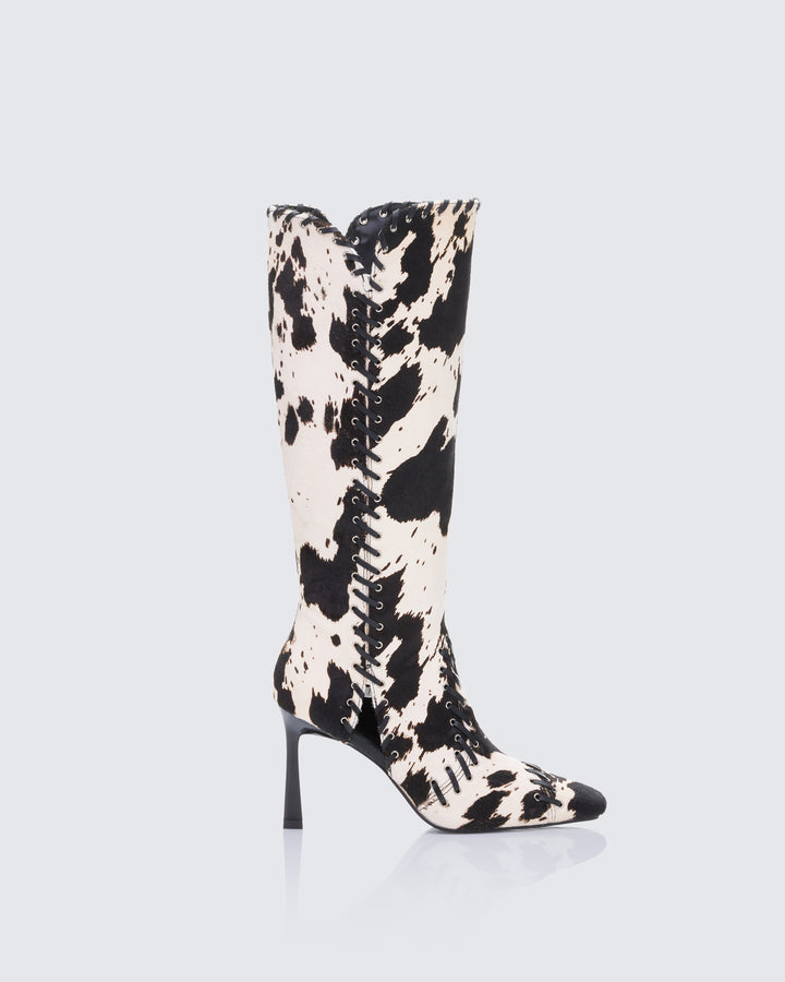 Shanaya Cow Real Leather Whip Stitch Boot