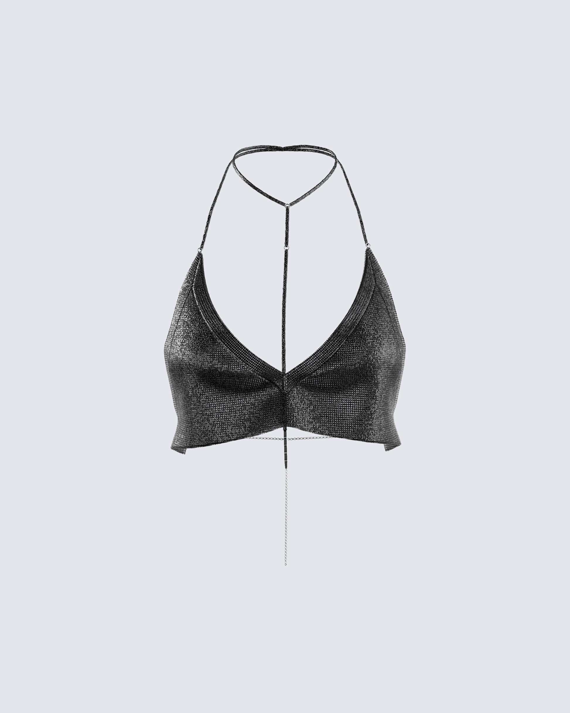 Shelly Black Chainmail Halter Top – FINESSE