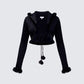 Shoshana Black Fur Trimmed Bow Tied Cardigan product front