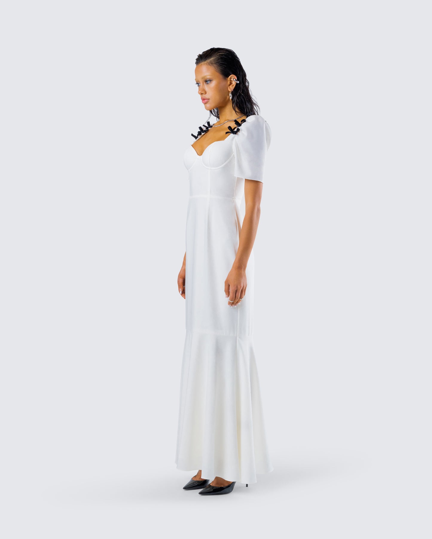 Sia White Puff Sleeve Maxi Dress