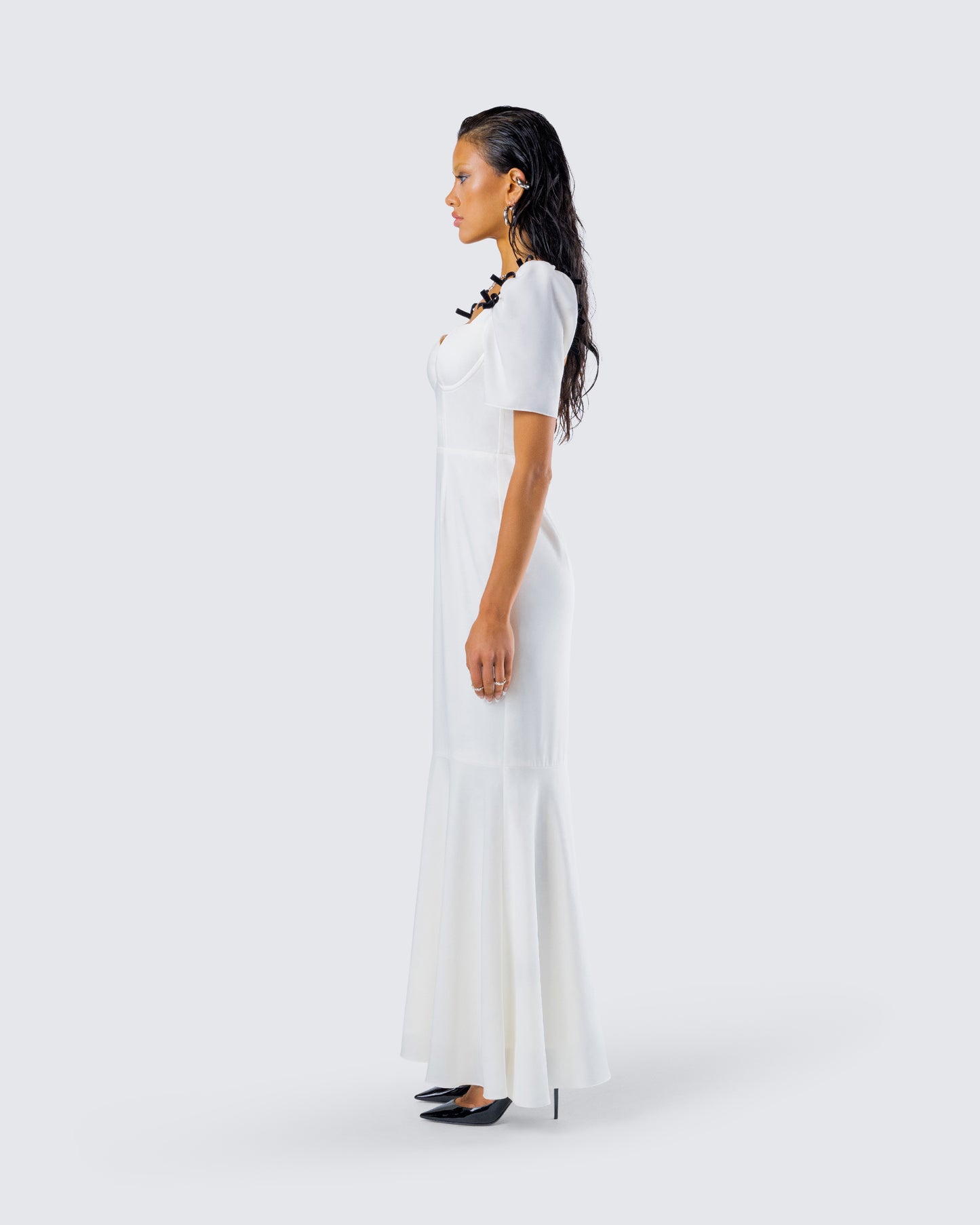 Sia White Puff Sleeve Maxi Dress