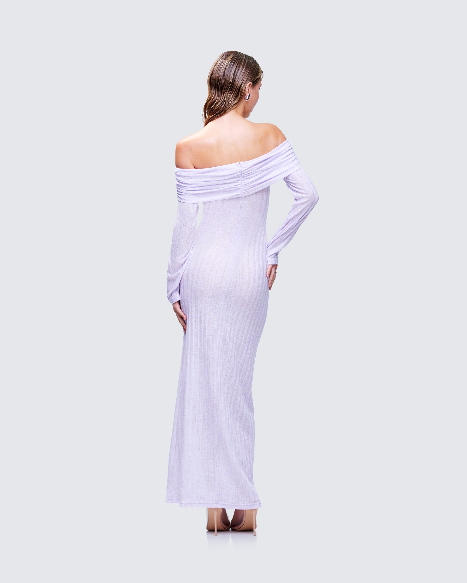 ribbed purple dress Sunset Social Ribbed Midi Strapless Dress (Dusty Purple) L 10/12