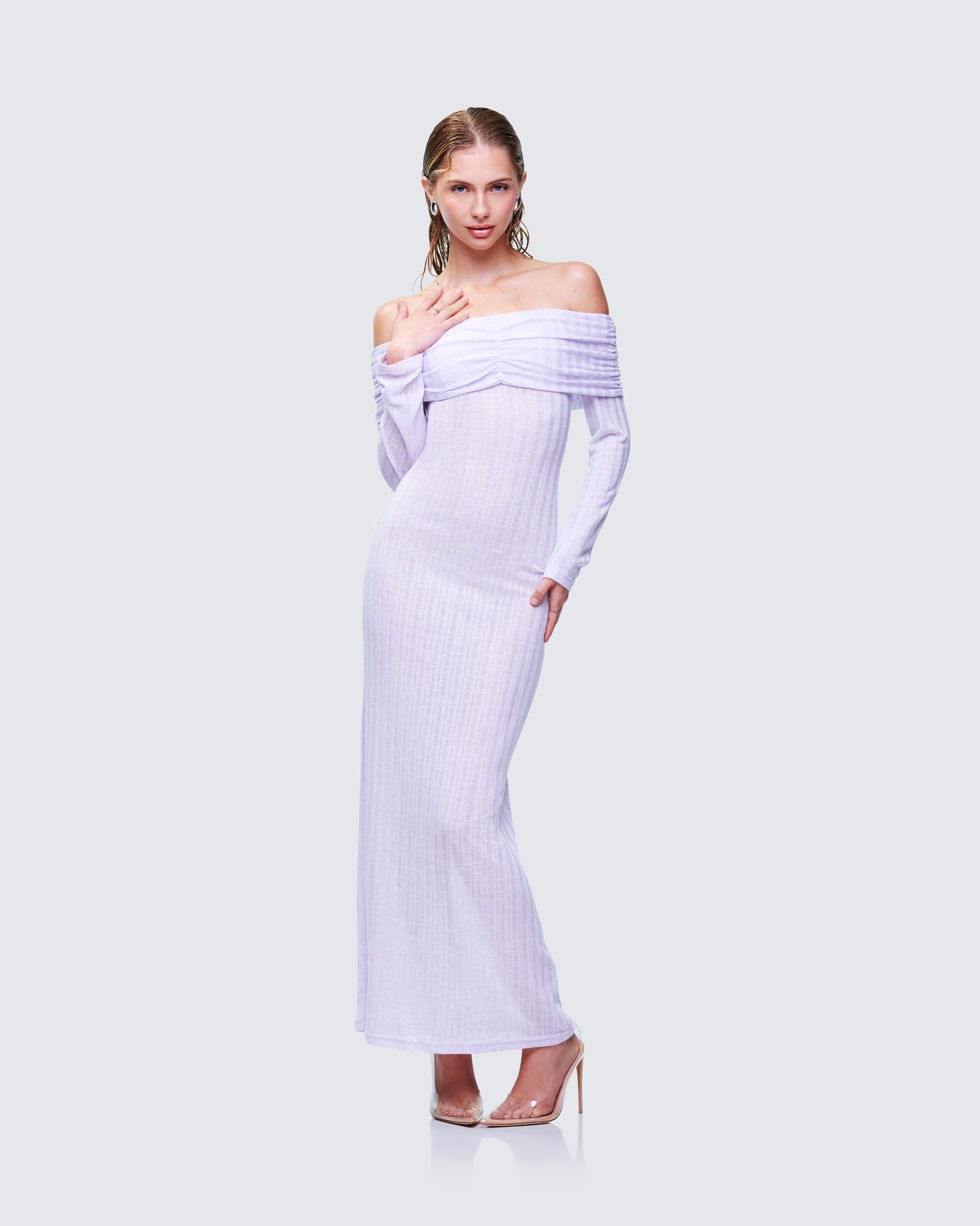 Sian Purple Knit Maxi Dress