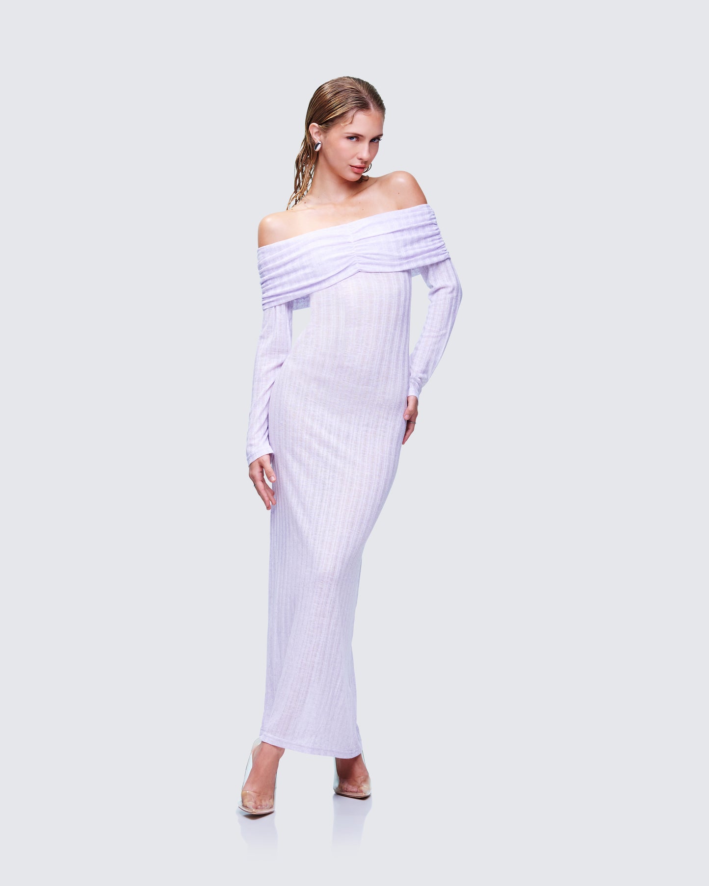 Sian Purple Knit Maxi Dress