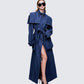 Women's blue cotton outerwear front view – FINESSE