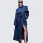 Women's blue cotton outerwear styled on model – FINESSE