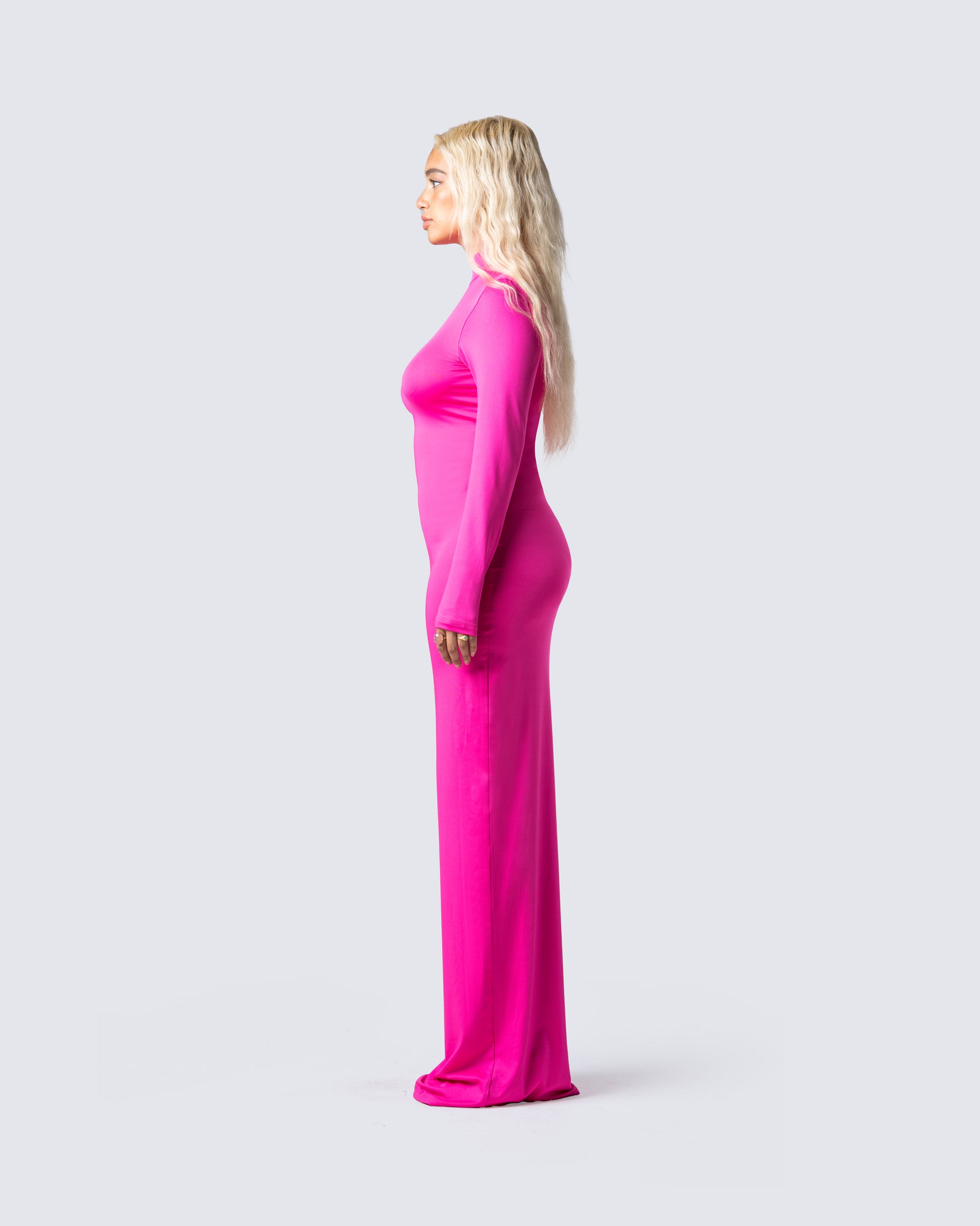 bright pink maxi dress Hot Pink Bodycon Maxi Dress