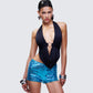 Simmi Black Halter Drape Top