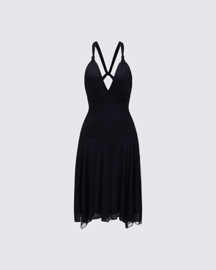 Siris Black Mesh Maxi Dress product front