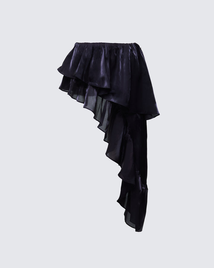 Skipper Black Ruffle Asymmetrical Skirt product front