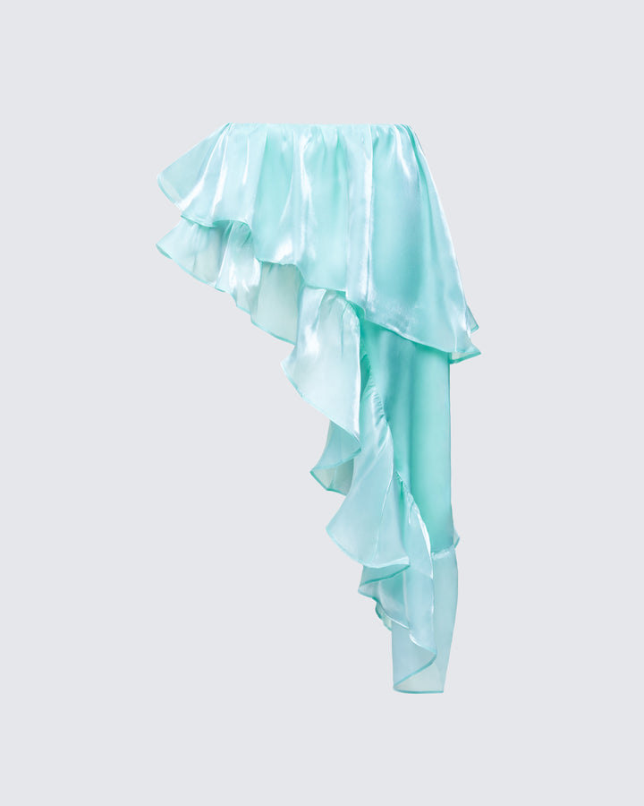 Skipper Green Ruffle Asymmetrical Skirt product front