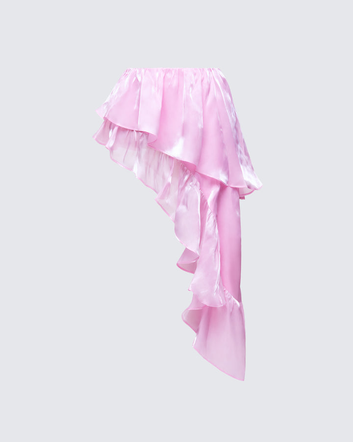 Skipper Pink Ruffle Asymmetrical Skirt product front