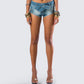 Sol Blue Belted Mini Denim Short