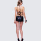 Solan Black Vegan Leather Lace Up Playsuit