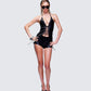 Solan Black Vegan Leather Lace Up Playsuit