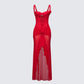 Solana Red Lace and Mesh Maxi Dress product front