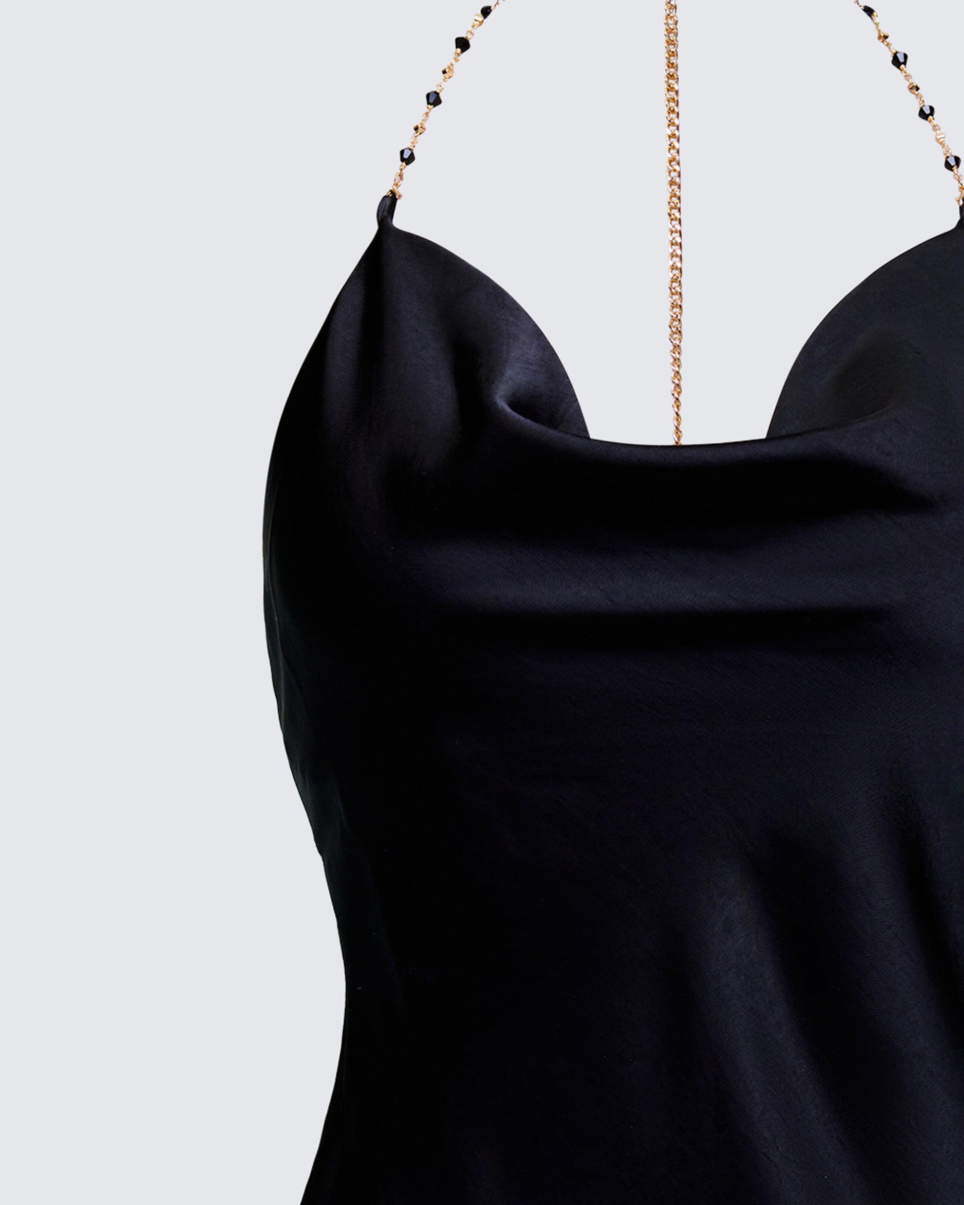 Black Satin Mini Dress - Cowl Neck Halter Date Night FINESSE Black Satin Mini Dress - Cowl Neck Halter Date Night FINESSE