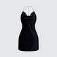 Soletta Black Satin Cowl Neck Mini Dress product front