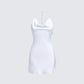 Soletta Ivory Satin Cowl Neck Mini Dress product front