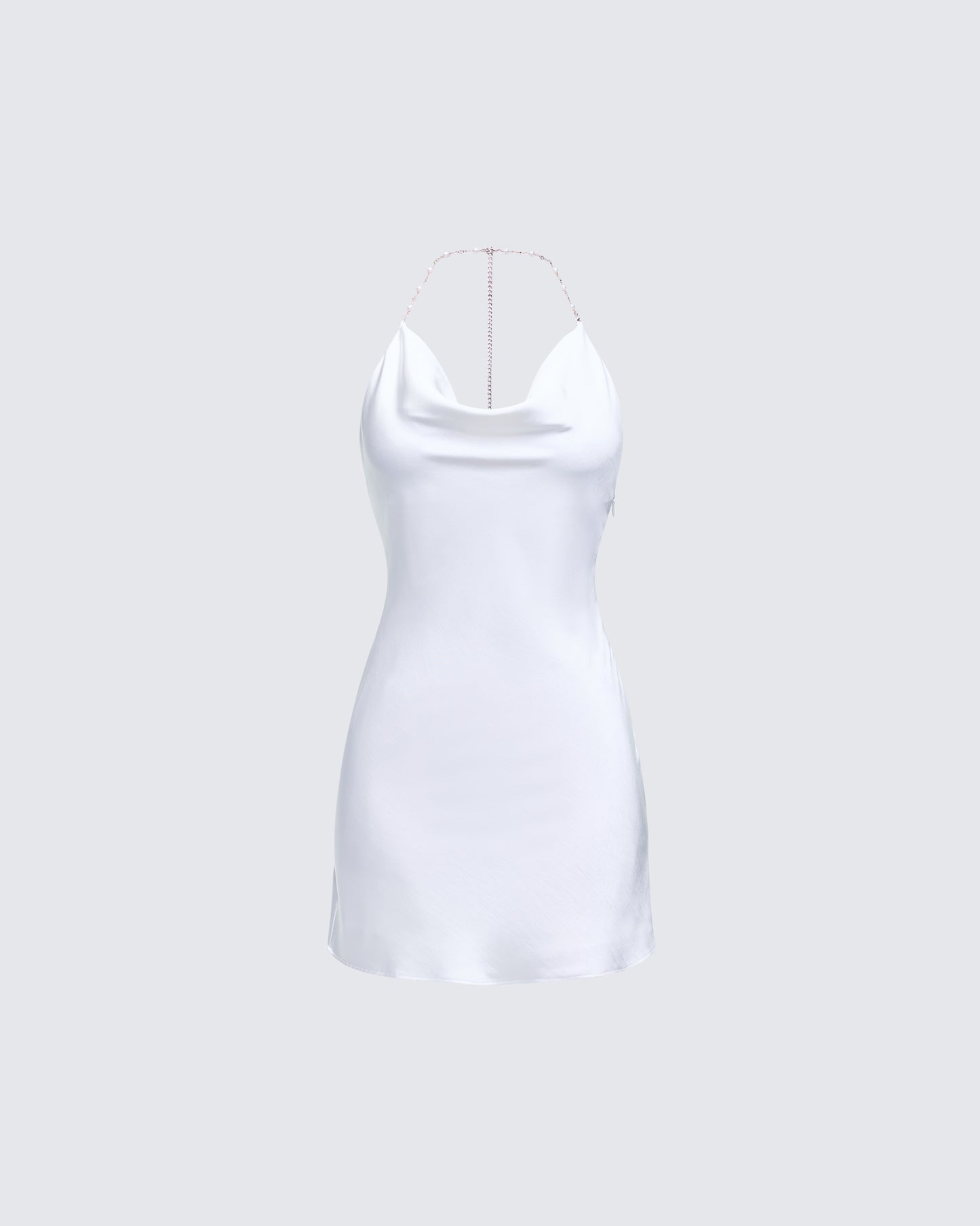 Soletta Ivory Satin Cowl Neck Mini Dress product front