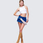 Sophelle Distressed Acid Wash Denim Mini Skirt