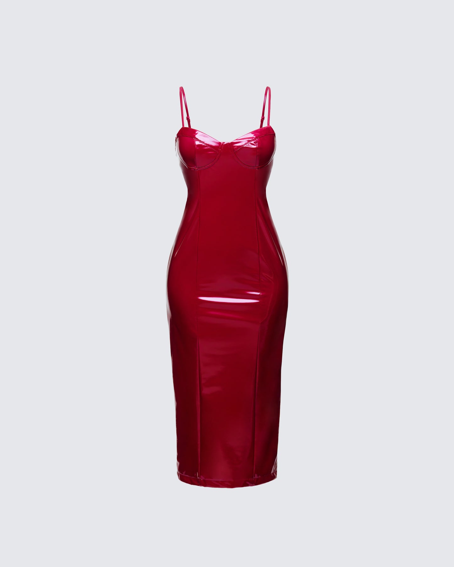 Burgundy Midi Dress - Shiny Bodycon Cocktail Dress FINESSE Burgundy Midi Dress - Shiny Bodycon Cocktail Dress FINESSE