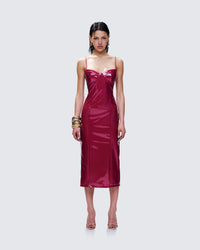 Soraya Burgundy Midi Dress