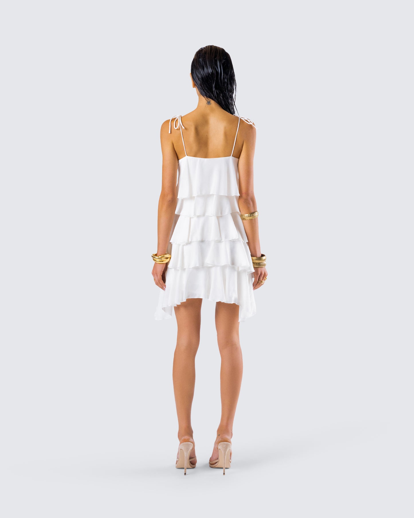 Sorel Ivory Tiered Ruffle Dress