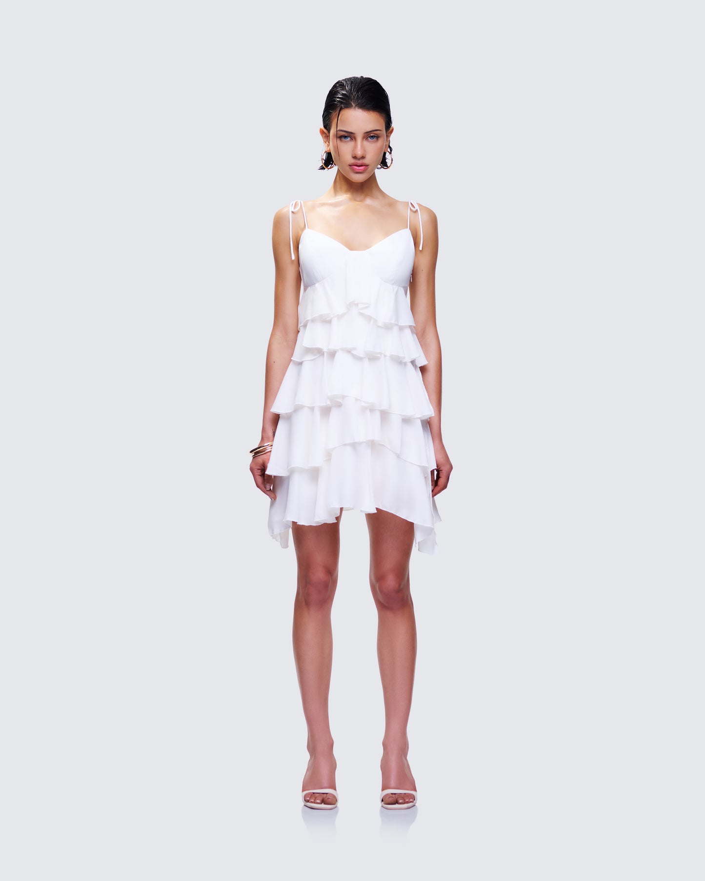Sorel Ivory Tiered Ruffle Dress