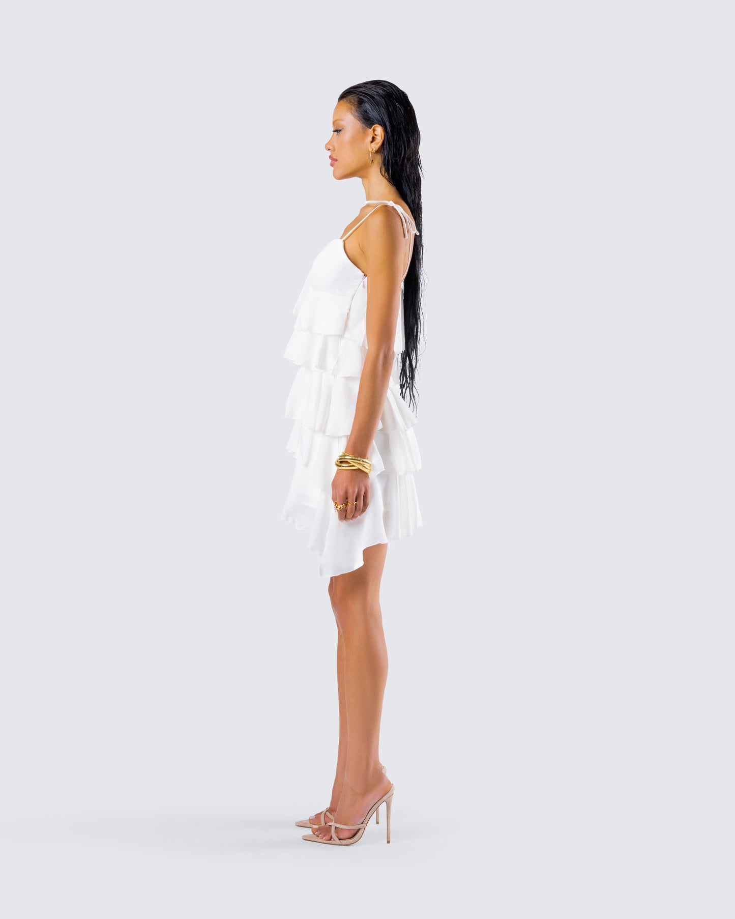 Sorel Ivory Tiered Ruffle Dress