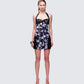 Spencer Black Printed Lace Mini Dress model front