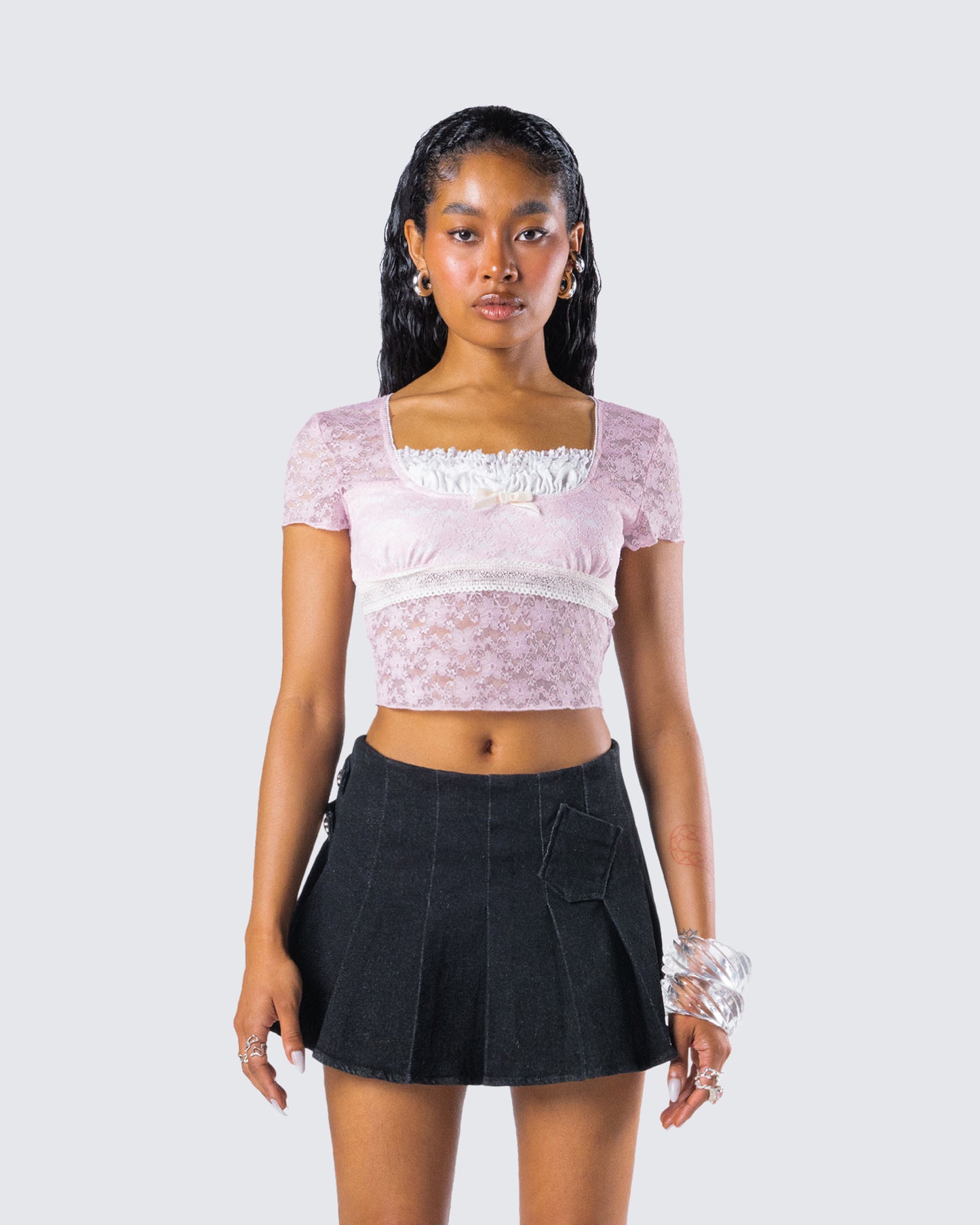 Stefanie Pink Lace Top