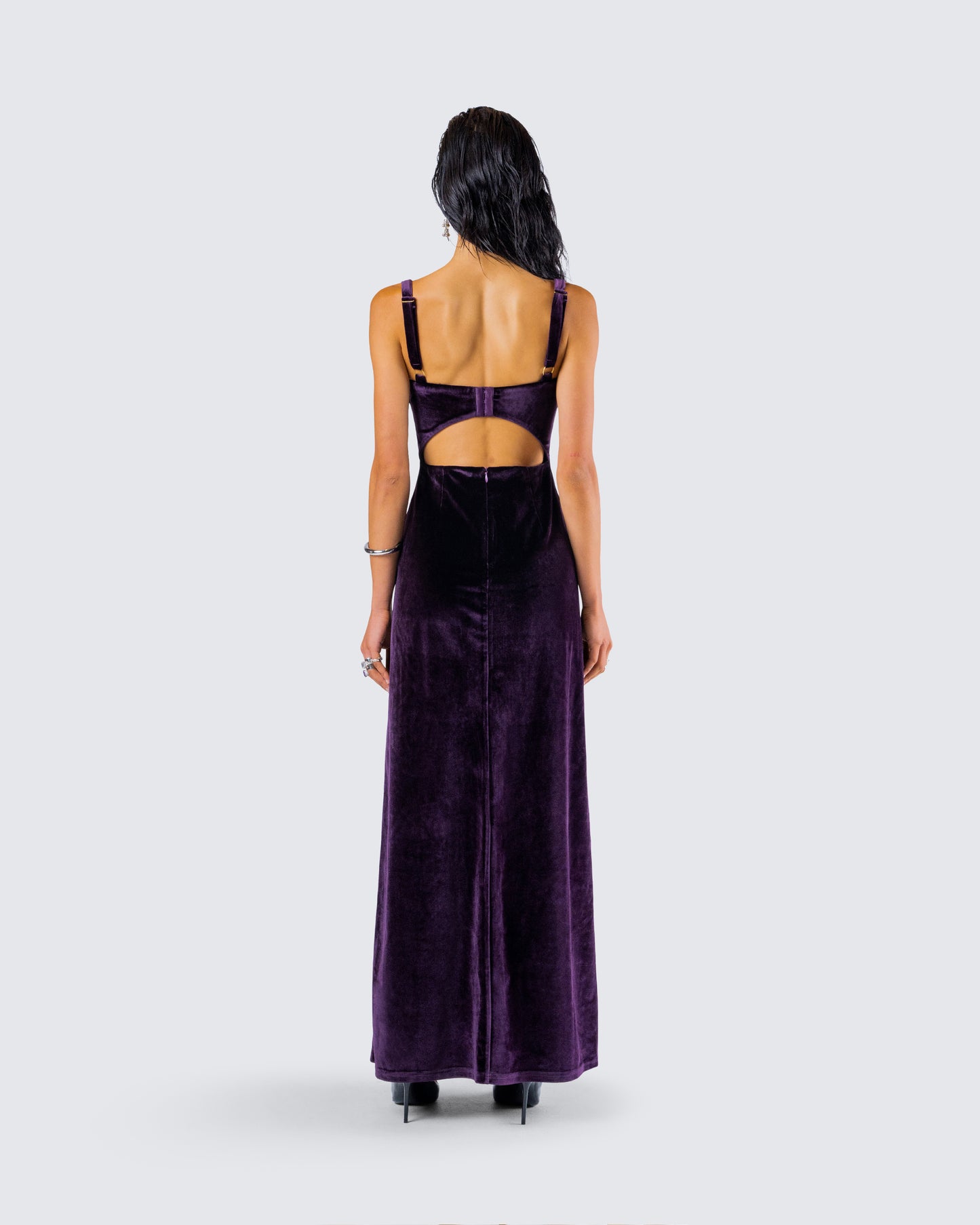 Stephanie Purple Velvet Maxi Dress