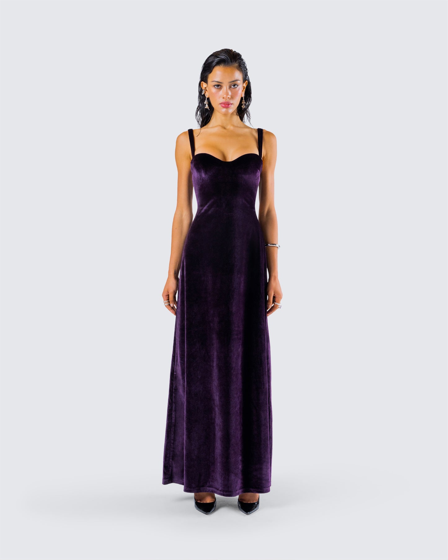 Stephanie Purple Velvet Maxi Dress