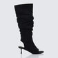 Stormi Black Faux Suede Open Toe Slouch Boots