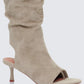 Stormi Sand Faux Suede Open Toe Slouch Boots
