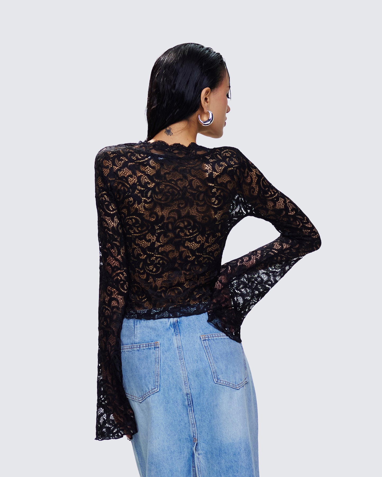 Suki Black Lace Long Sleeve Top