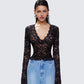 Suki Black Lace Long Sleeve Top