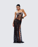 Black lace strapless top