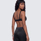 Suzanna Black Satin Gathered Bra Top