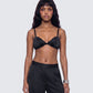 Suzanna Black Satin Gathered Bra Top