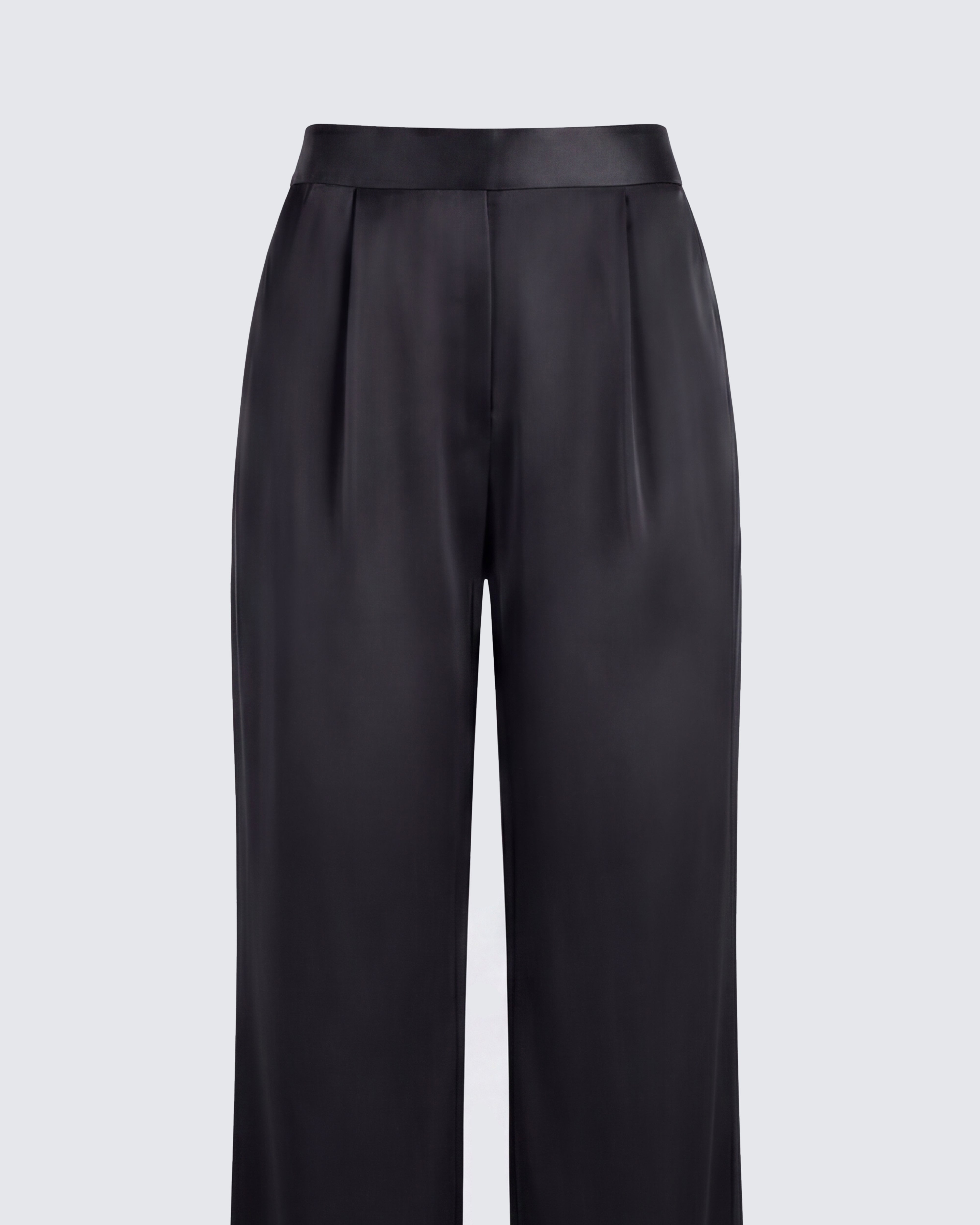 Suzanna Black Satin Wide Leg Trouser – FINESSE