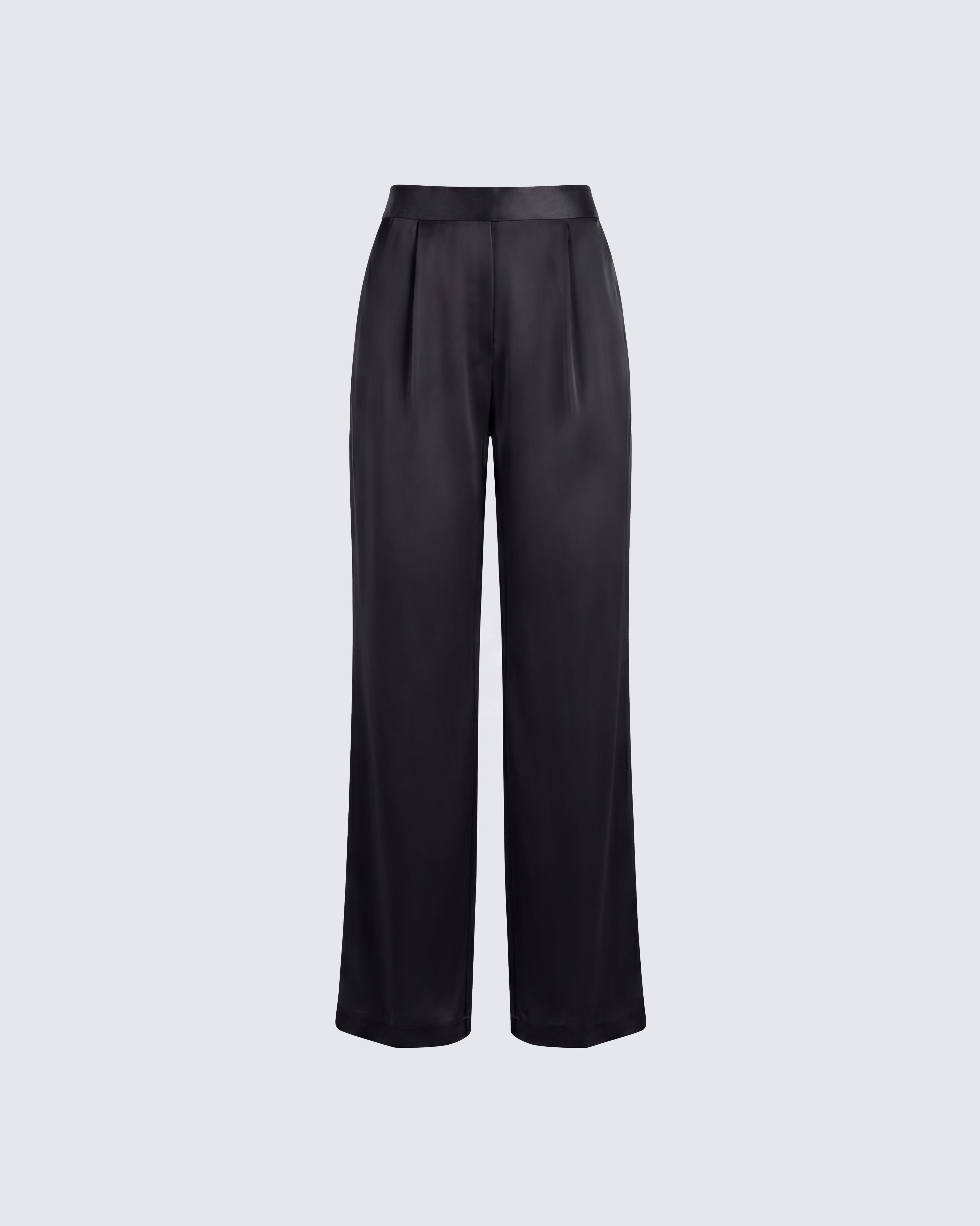 Suzanna Black Satin Wide Leg Trouser – FINESSE
