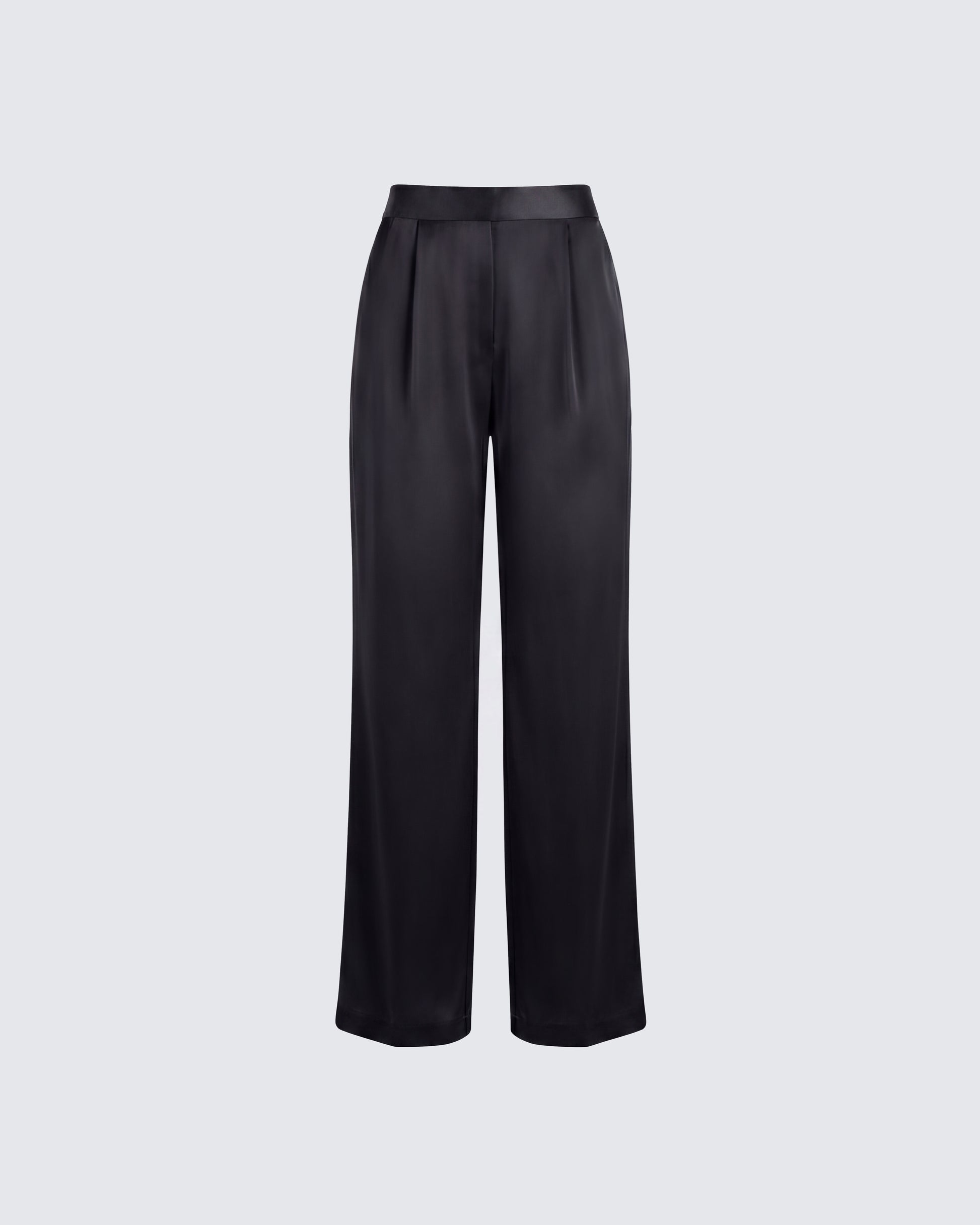 Suzanna Black Satin Wide Leg Trouser product front
