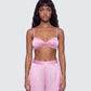 Suzanna Pink Satin Gathered Bra Top model front