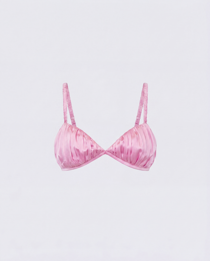 Suzanna Pink Satin Gathered Bra Top product front