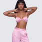 Suzanna Pink Satin Gathered Bra Top