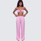 Suzanna Pink Satin Wide Leg Trouser
