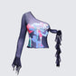 Sylphine Black Printed Mesh Asymmetric Top product front