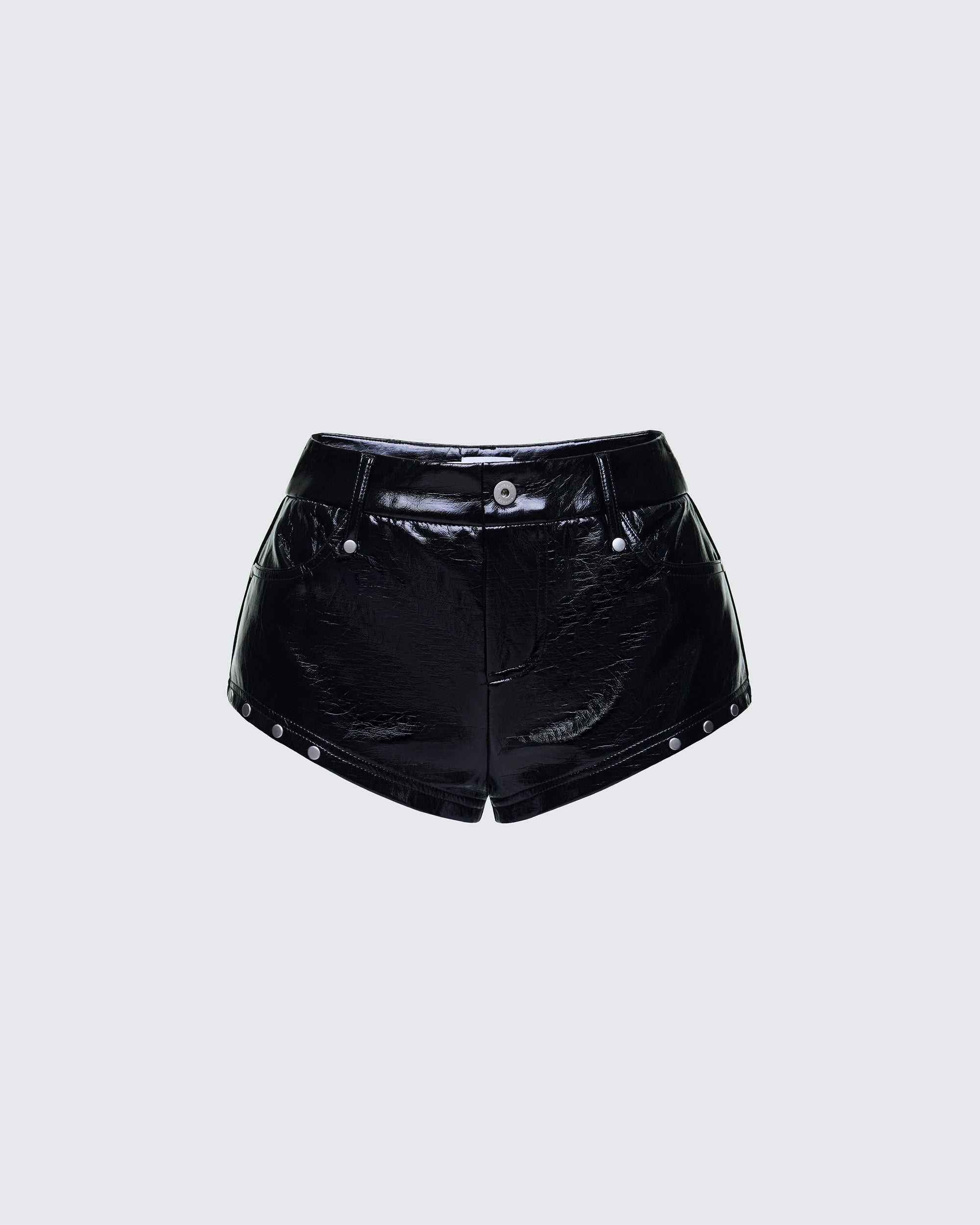 Sible Black High Shine Stud Belted Shorts – FINESSE